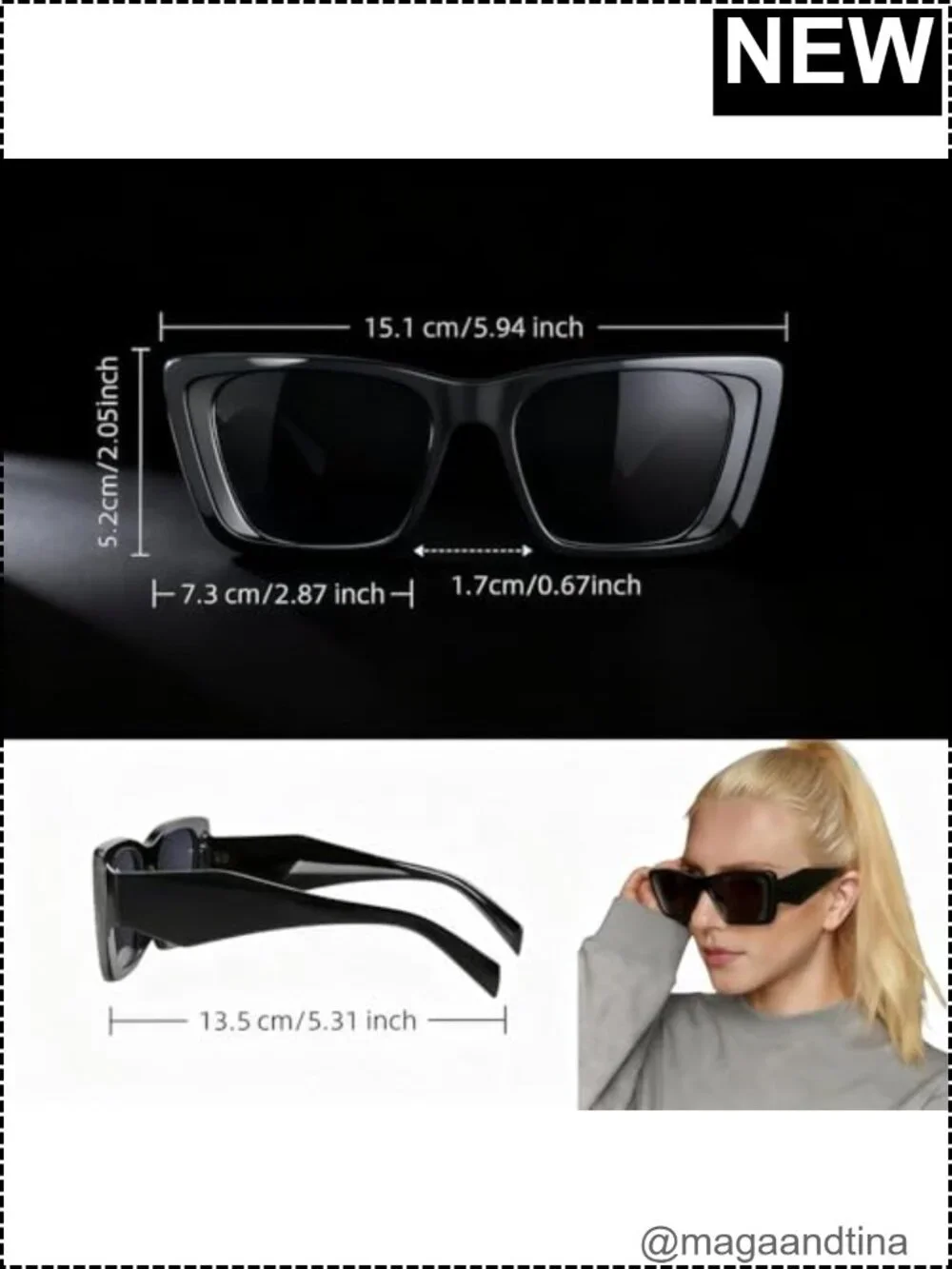 Oversized Square Sunglasses for Women Retro UV Protection Plastic Frame
